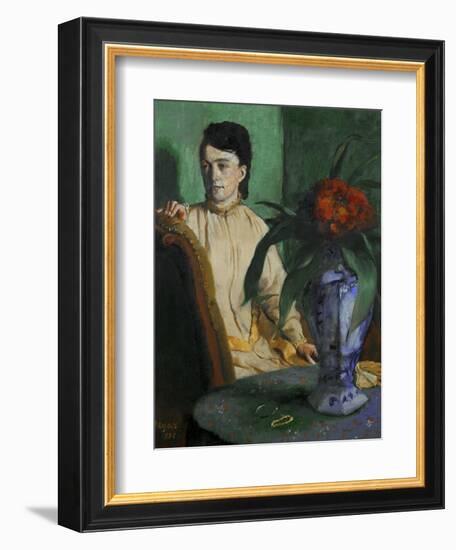 Woman with a Chinese Vase, 1872-Edgar Degas-Framed Giclee Print