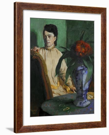 Woman with a Chinese Vase, 1872-Edgar Degas-Framed Giclee Print