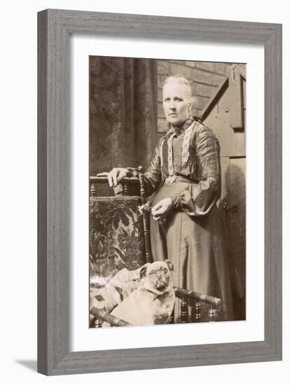 Woman with a Dog in a Back Garden--Framed Photographic Print