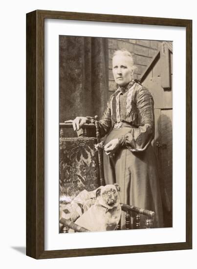 Woman with a Dog in a Back Garden-null-Framed Photographic Print