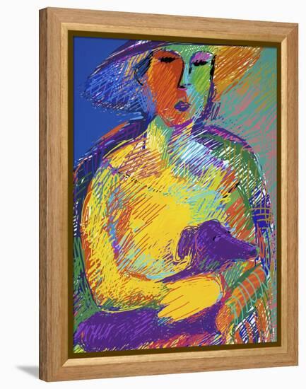 Woman with a Dog-Diana Ong-Framed Premier Image Canvas