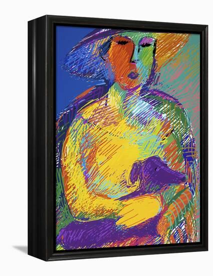 Woman with a Dog-Diana Ong-Framed Premier Image Canvas