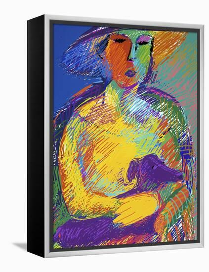 Woman with a Dog-Diana Ong-Framed Premier Image Canvas