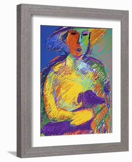 Woman with a Dog-Diana Ong-Framed Giclee Print