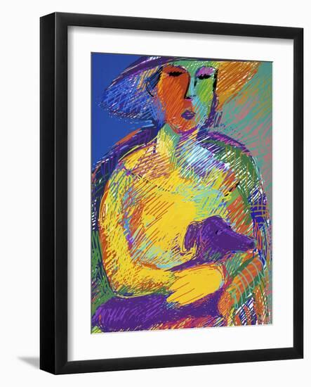 Woman with a Dog-Diana Ong-Framed Giclee Print