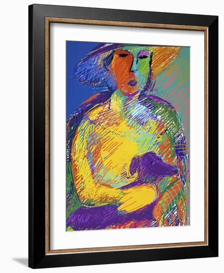 Woman with a Dog-Diana Ong-Framed Giclee Print