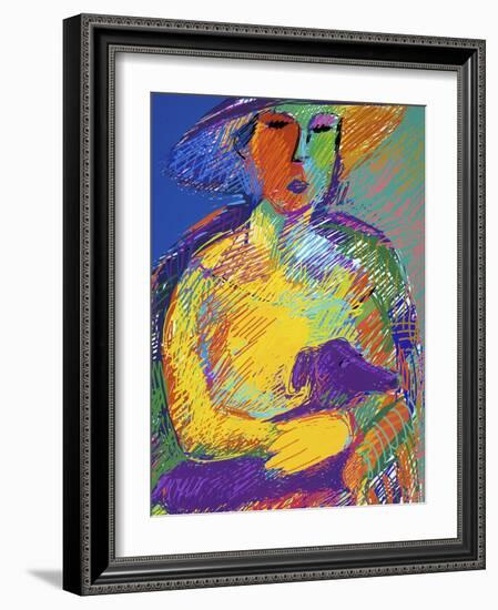 Woman with a Dog-Diana Ong-Framed Giclee Print