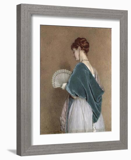 Woman with a Fan, 1871 (Pencil and W/C on Paper)-John Dawson Watson-Framed Giclee Print