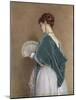 Woman with a Fan, 1871 (Pencil and W/C on Paper)-John Dawson Watson-Mounted Giclee Print