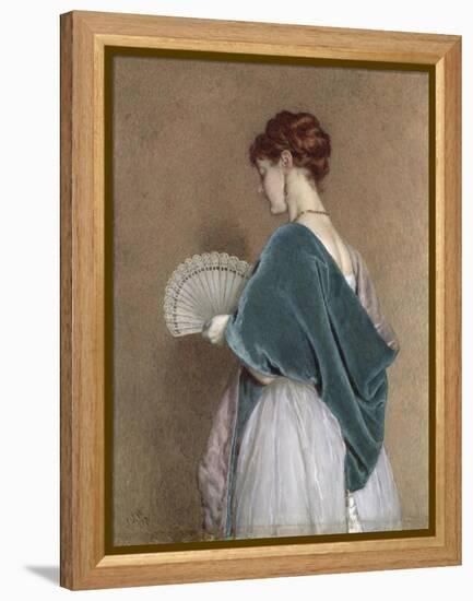 Woman with a Fan, 1871 (Pencil and W/C on Paper)-John Dawson Watson-Framed Premier Image Canvas