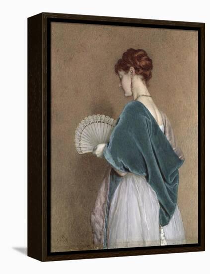 Woman with a Fan, 1871 (Pencil and W/C on Paper)-John Dawson Watson-Framed Premier Image Canvas