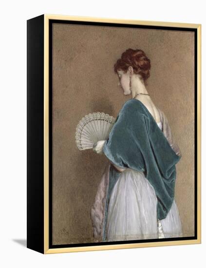 Woman with a Fan, 1871 (Pencil and W/C on Paper)-John Dawson Watson-Framed Premier Image Canvas