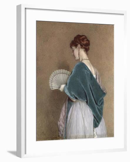 Woman with a Fan, 1871 (Pencil and W/C on Paper)-John Dawson Watson-Framed Giclee Print