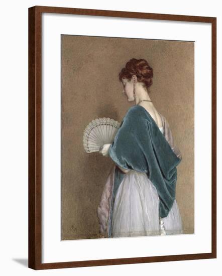 Woman with a Fan, 1871 (Pencil and W/C on Paper)-John Dawson Watson-Framed Giclee Print