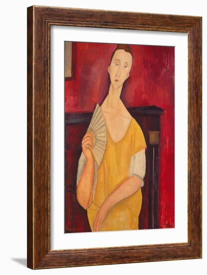 Woman with a Fan, 1919-Amadeo Modigliani-Framed Giclee Print