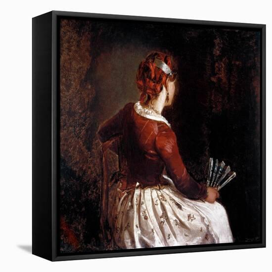 Woman with a Fan, 19Th Century (Painting)-Filippo Palizzi-Framed Premier Image Canvas