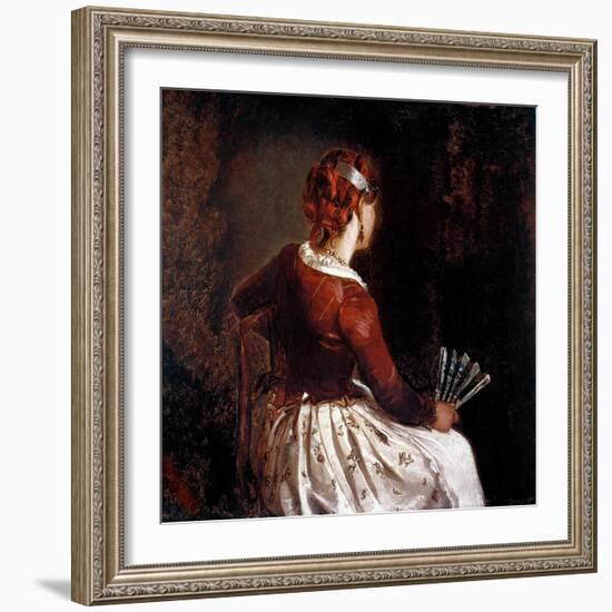 Woman with a Fan, 19Th Century (Painting)-Filippo Palizzi-Framed Giclee Print