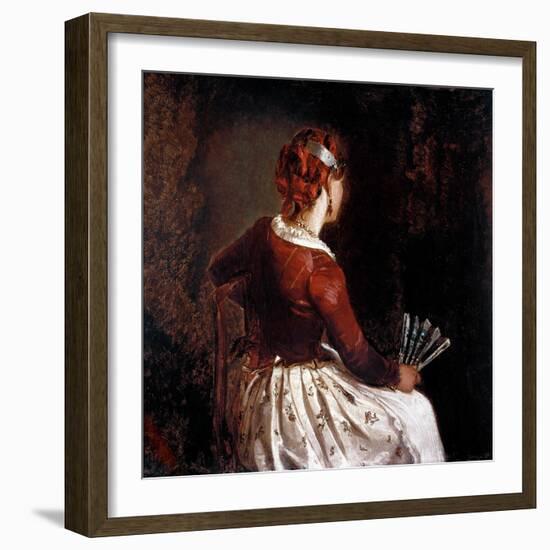 Woman with a Fan, 19Th Century (Painting)-Filippo Palizzi-Framed Giclee Print