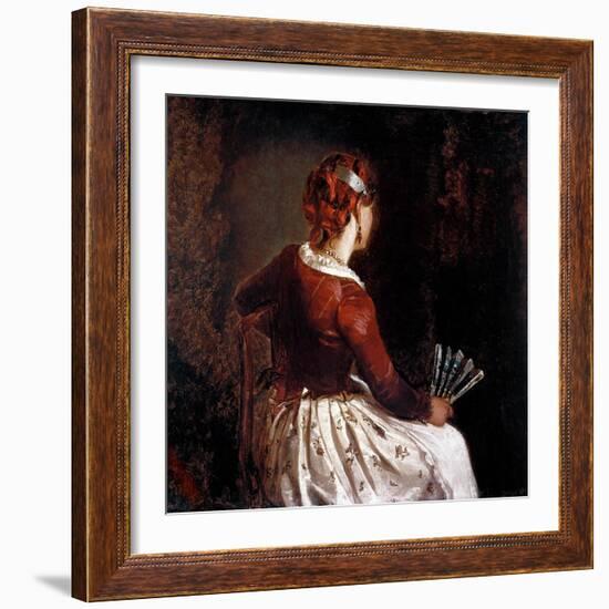 Woman with a Fan, 19Th Century (Painting)-Filippo Palizzi-Framed Giclee Print