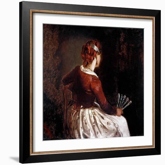 Woman with a Fan, 19Th Century (Painting)-Filippo Palizzi-Framed Giclee Print