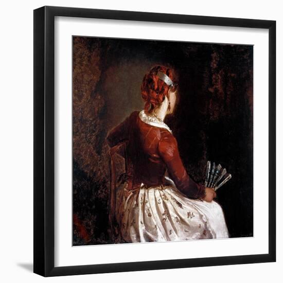 Woman with a Fan, 19Th Century (Painting)-Filippo Palizzi-Framed Giclee Print