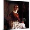 Woman with a Fan, 19Th Century (Painting)-Filippo Palizzi-Mounted Giclee Print