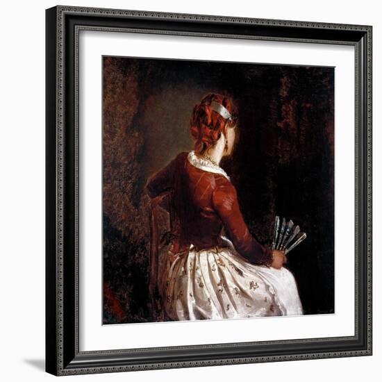 Woman with a Fan, 19Th Century (Painting)-Filippo Palizzi-Framed Giclee Print