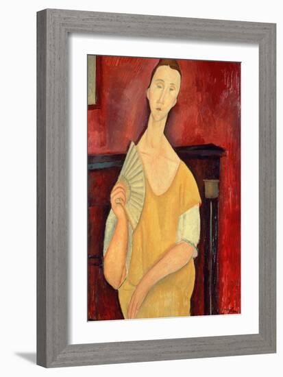 Woman with a Fan (Lunia Czechowska) 1919-Amedeo Modigliani-Framed Giclee Print