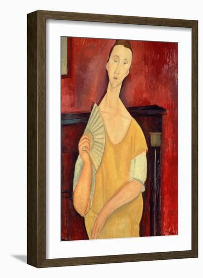 Woman with a Fan (Lunia Czechowska) 1919-Amedeo Modigliani-Framed Giclee Print