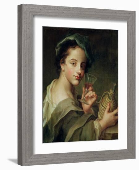 Woman with a Glass of Wine-Philippe Mercier-Framed Giclee Print