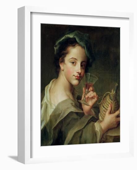 Woman with a Glass of Wine-Philippe Mercier-Framed Giclee Print