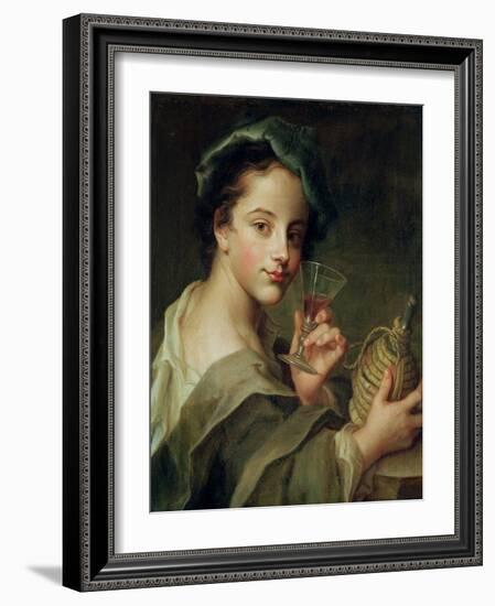 Woman with a Glass of Wine-Philippe Mercier-Framed Giclee Print