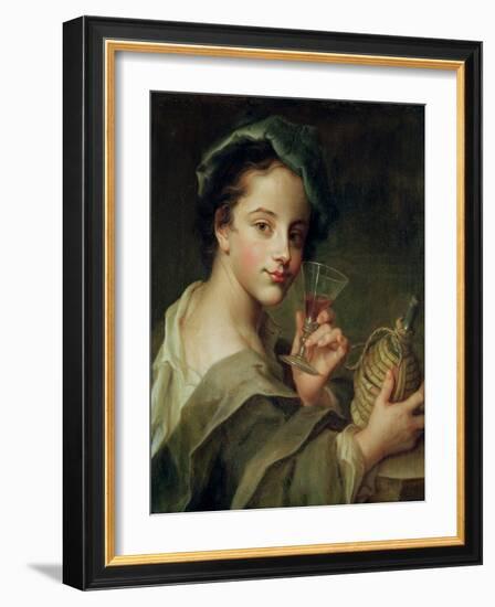 Woman with a Glass of Wine-Philippe Mercier-Framed Giclee Print