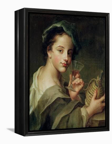 Woman with a Glass of Wine-Philippe Mercier-Framed Premier Image Canvas