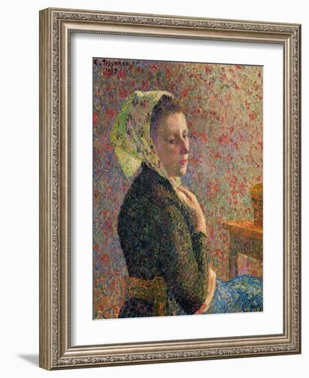 Woman with a Green Scarf, 1893-Camille Pissarro-Framed Giclee Print