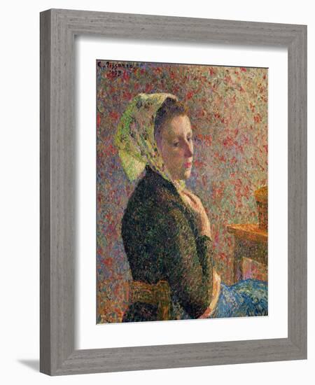 Woman with a Green Scarf, 1893-Camille Pissarro-Framed Giclee Print