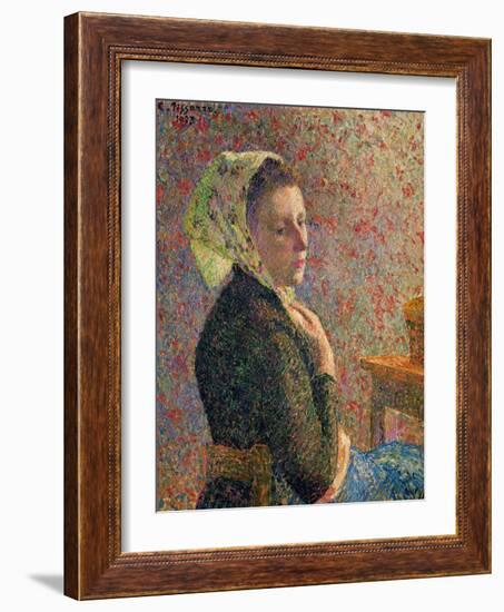 Woman with a Green Scarf, 1893-Camille Pissarro-Framed Giclee Print