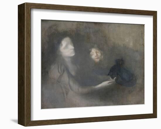 Woman with a Hat (Oil on Canvas)-Eugene Carriere-Framed Giclee Print