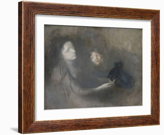 Woman with a Hat (Oil on Canvas)-Eugene Carriere-Framed Giclee Print