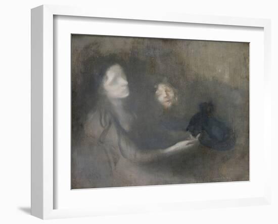 Woman with a Hat (Oil on Canvas)-Eugene Carriere-Framed Giclee Print