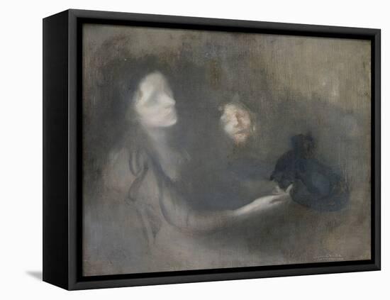Woman with a Hat (Oil on Canvas)-Eugene Carriere-Framed Premier Image Canvas
