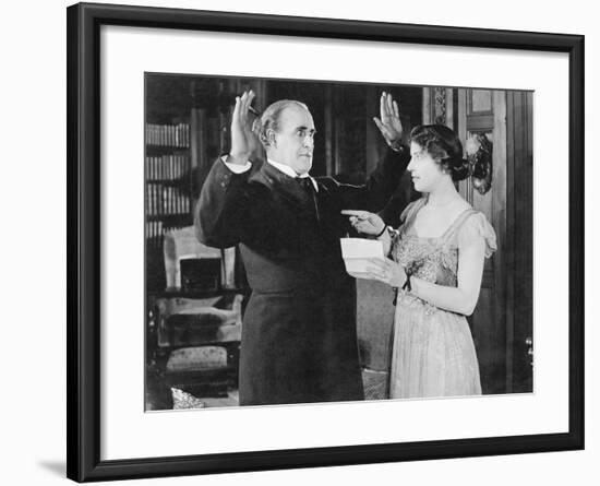 Woman with a Letter in Her Hand Pointing at a Man-null-Framed Photo
