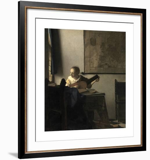 Woman with a Lute Near a Window-Jan Vermeer-Framed Premium Giclee Print