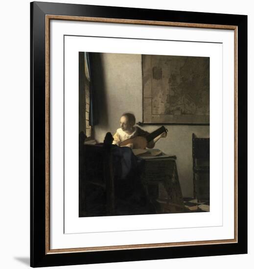 Woman with a Lute Near a Window-Jan Vermeer-Framed Premium Giclee Print