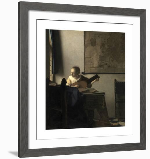 Woman with a Lute Near a Window-Jan Vermeer-Framed Premium Giclee Print