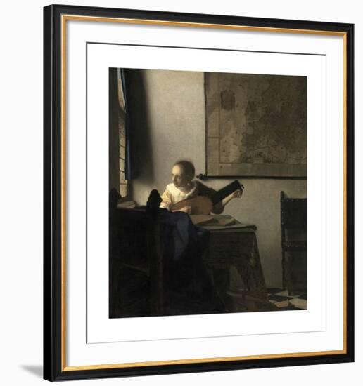 Woman with a Lute Near a Window-Jan Vermeer-Framed Premium Giclee Print