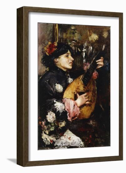 Woman with a Mandolin-Antonio Mancini-Framed Giclee Print