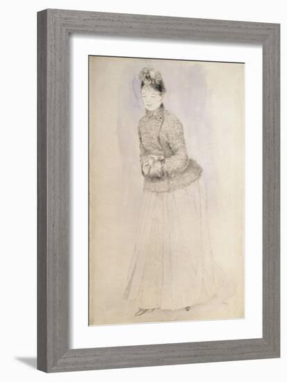 Woman with a Muff, C1883-C1884-Pierre-Auguste Renoir-Framed Giclee Print