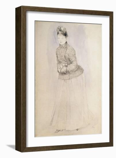 Woman with a Muff, C1883-C1884-Pierre-Auguste Renoir-Framed Giclee Print