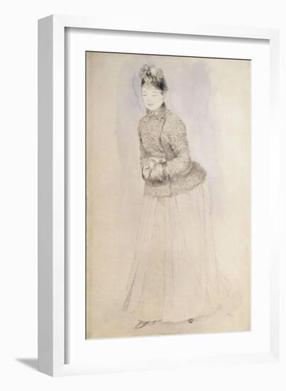 Woman with a Muff, C1883-C1884-Pierre-Auguste Renoir-Framed Giclee Print